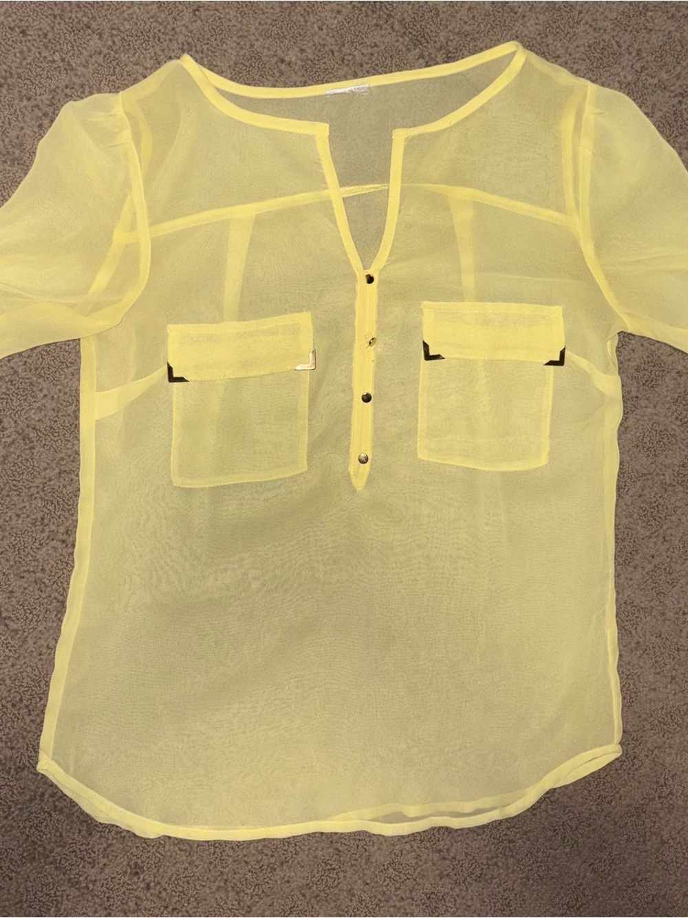 Sheer Yellow Women’s XS Casual Button-Front Shirt